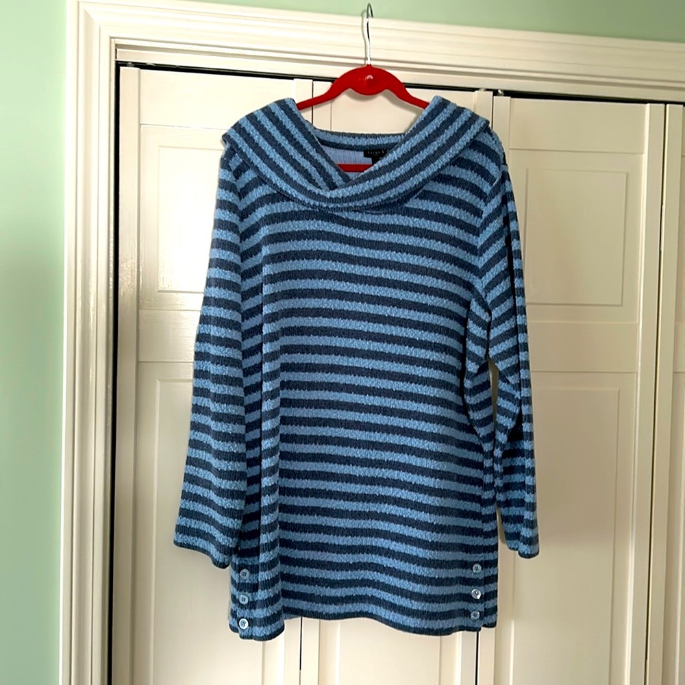 Talbots Striped Sweatshirt, blue and grey